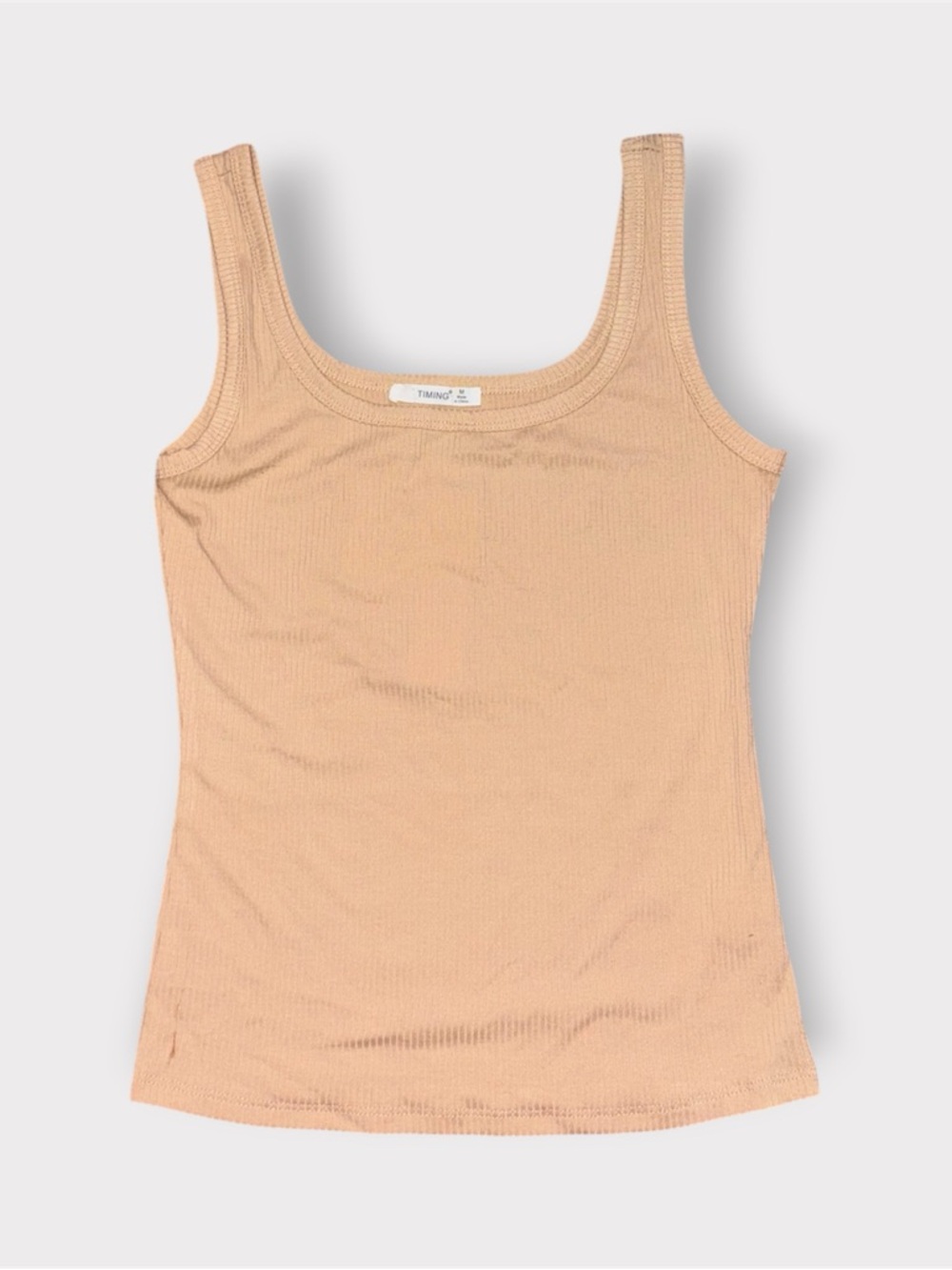 Women’s Light Brown Ribbed Scoop Tank Top Size M